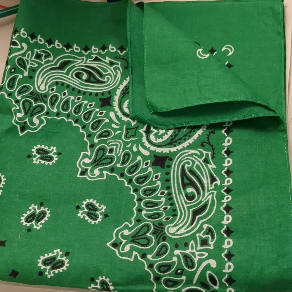 Vintage 70s Hav-A-Hank Green Bandana Scarf Western Rodeo Cowboy Feetival